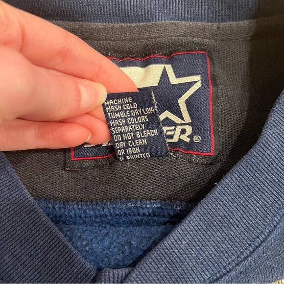 Vintage Starter Notre Dame Navy Yellow Crew Neck Sweatshirt Size L - Picture 5 of 6